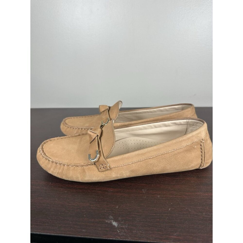 Cole Haan Evelyn Bow Driver Loafer Birch Beige Nubuck Size 9.5 Women’s - Picture 6 of 10